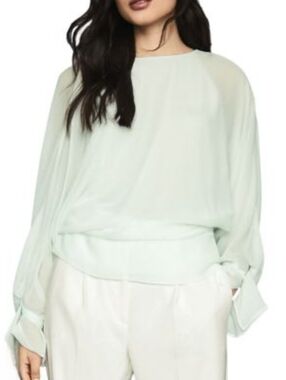 Reiss Ebony Layered Seafoam Green Silk Blouse